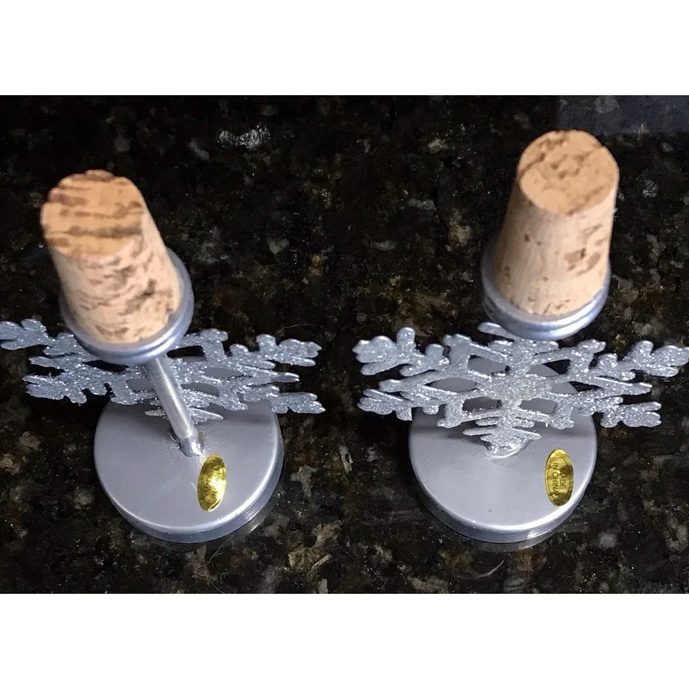 Snowflake Wine Bottle Stopper Votive Tea Light‎ Candle Holder Christmas Decor